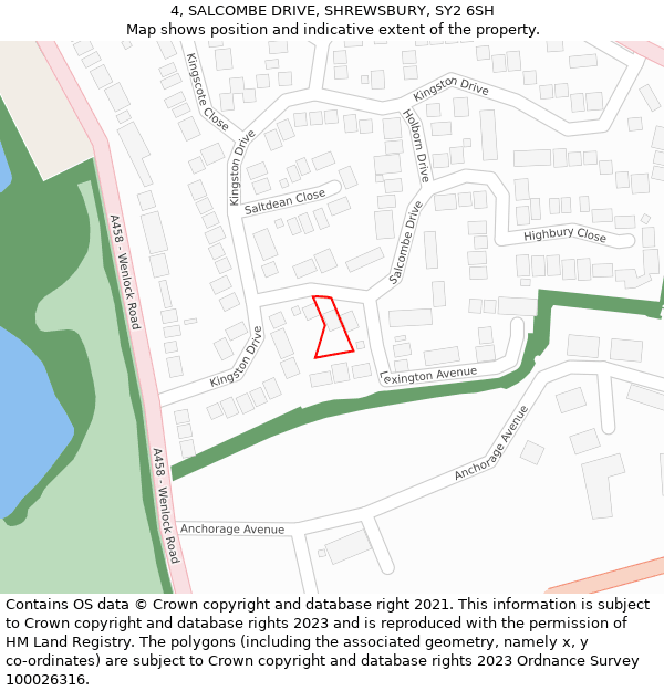 4, SALCOMBE DRIVE, SHREWSBURY, SY2 6SH: Location map and indicative extent of plot