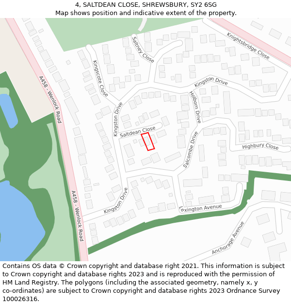 4, SALTDEAN CLOSE, SHREWSBURY, SY2 6SG: Location map and indicative extent of plot