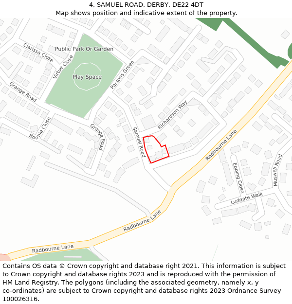 4, SAMUEL ROAD, DERBY, DE22 4DT: Location map and indicative extent of plot