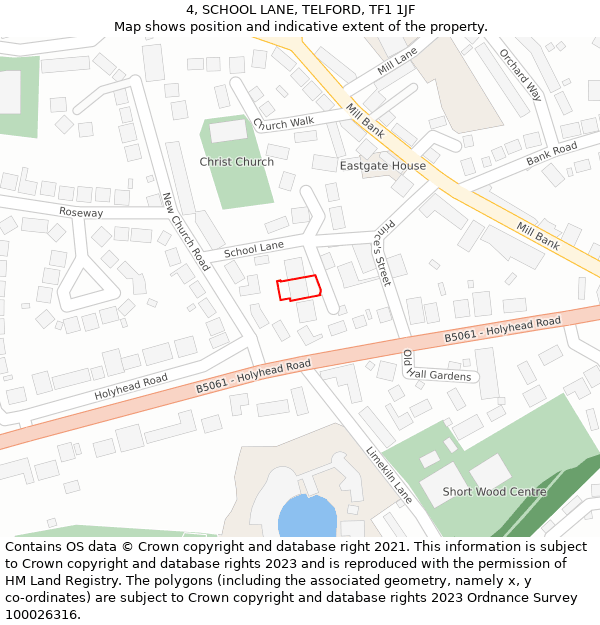 4, SCHOOL LANE, TELFORD, TF1 1JF: Location map and indicative extent of plot