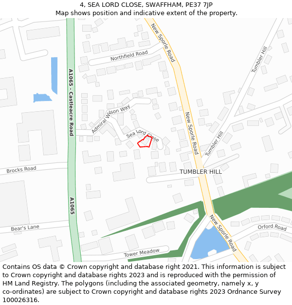 4, SEA LORD CLOSE, SWAFFHAM, PE37 7JP: Location map and indicative extent of plot