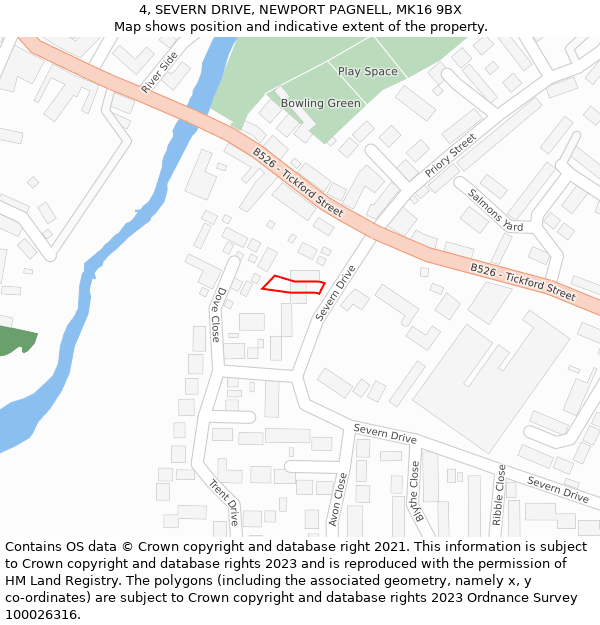 4, SEVERN DRIVE, NEWPORT PAGNELL, MK16 9BX: Location map and indicative extent of plot