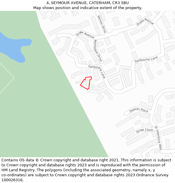 4, SEYMOUR AVENUE, CATERHAM, CR3 5BU: Location map and indicative extent of plot