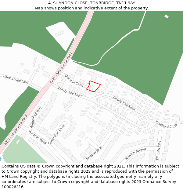 4, SHANDON CLOSE, TONBRIDGE, TN11 9AY: Location map and indicative extent of plot