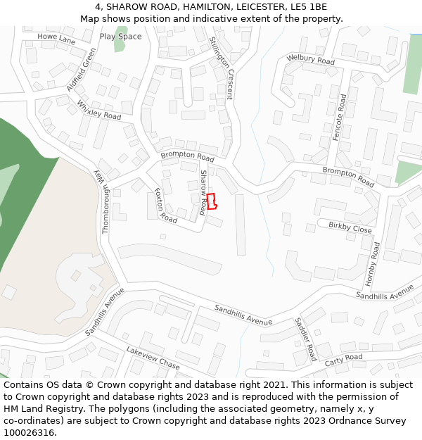 4, SHAROW ROAD, HAMILTON, LEICESTER, LE5 1BE: Location map and indicative extent of plot