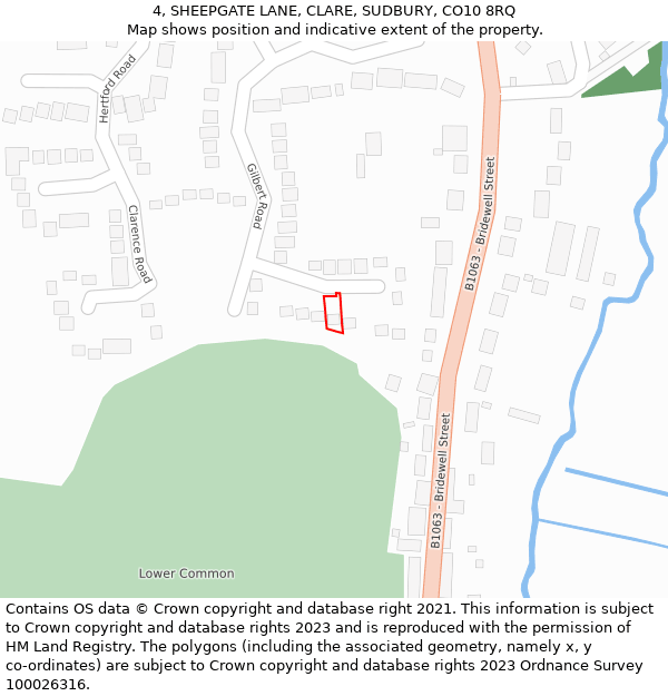 4, SHEEPGATE LANE, CLARE, SUDBURY, CO10 8RQ: Location map and indicative extent of plot