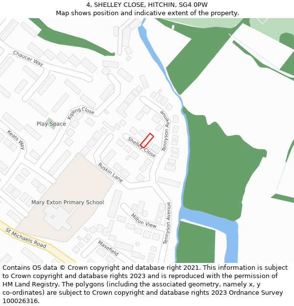 4, SHELLEY CLOSE, HITCHIN, SG4 0PW: Location map and indicative extent of plot