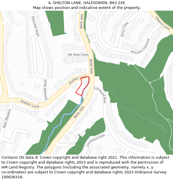 4, SHELTON LANE, HALESOWEN, B63 2XE: Location map and indicative extent of plot