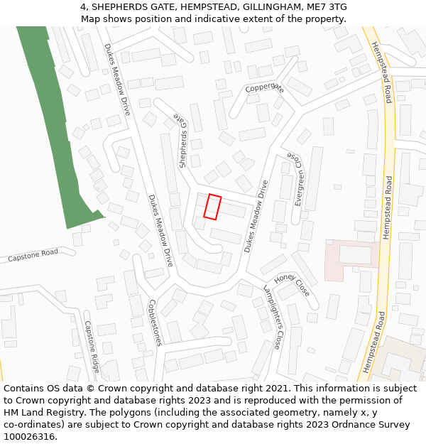 4, SHEPHERDS GATE, HEMPSTEAD, GILLINGHAM, ME7 3TG: Location map and indicative extent of plot