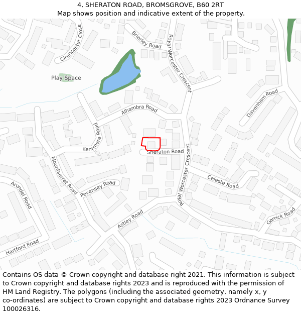 4, SHERATON ROAD, BROMSGROVE, B60 2RT: Location map and indicative extent of plot