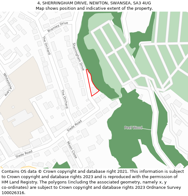 4, SHERRINGHAM DRIVE, NEWTON, SWANSEA, SA3 4UG: Location map and indicative extent of plot