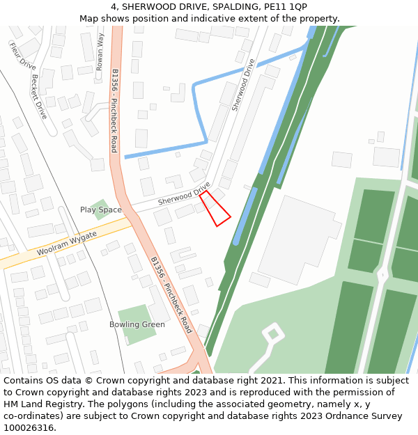 4, SHERWOOD DRIVE, SPALDING, PE11 1QP: Location map and indicative extent of plot