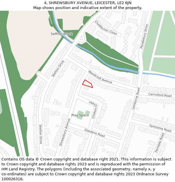 4, SHREWSBURY AVENUE, LEICESTER, LE2 6JN: Location map and indicative extent of plot