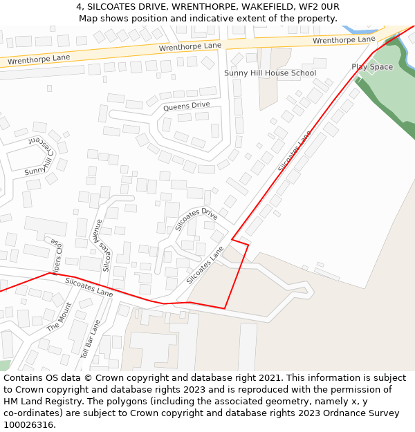 4, SILCOATES DRIVE, WRENTHORPE, WAKEFIELD, WF2 0UR: Location map and indicative extent of plot