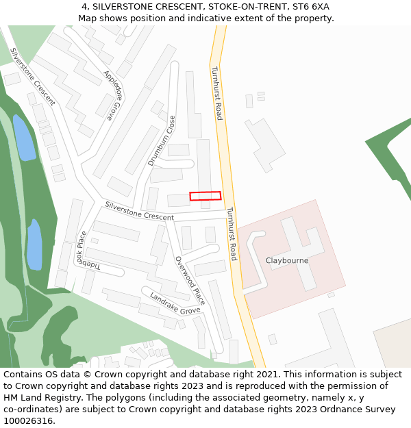 4, SILVERSTONE CRESCENT, STOKE-ON-TRENT, ST6 6XA: Location map and indicative extent of plot