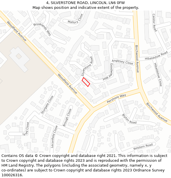 4, SILVERSTONE ROAD, LINCOLN, LN6 0FW: Location map and indicative extent of plot