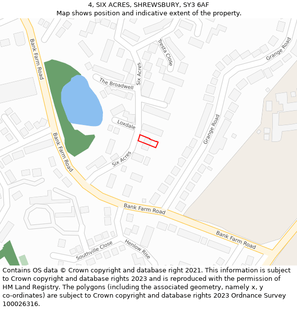 4, SIX ACRES, SHREWSBURY, SY3 6AF: Location map and indicative extent of plot