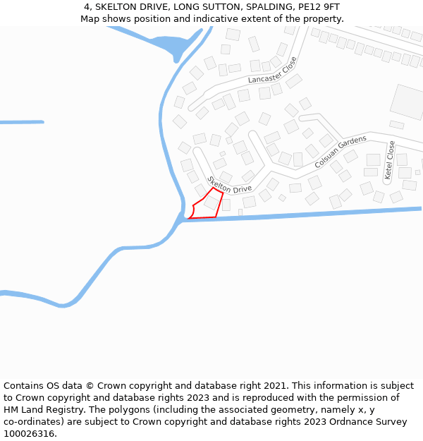 4, SKELTON DRIVE, LONG SUTTON, SPALDING, PE12 9FT: Location map and indicative extent of plot