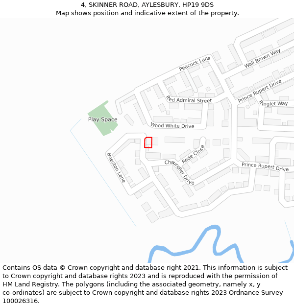 4, SKINNER ROAD, AYLESBURY, HP19 9DS: Location map and indicative extent of plot