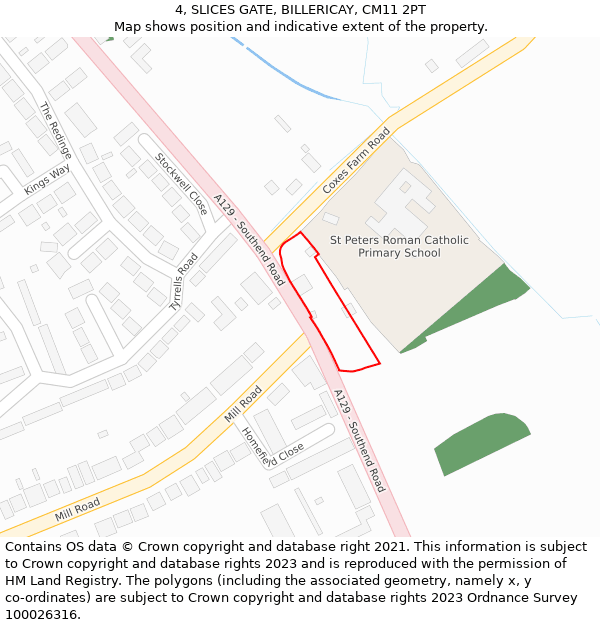 4, SLICES GATE, BILLERICAY, CM11 2PT: Location map and indicative extent of plot