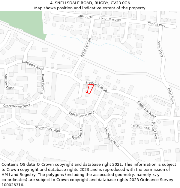 4, SNELLSDALE ROAD, RUGBY, CV23 0GN: Location map and indicative extent of plot