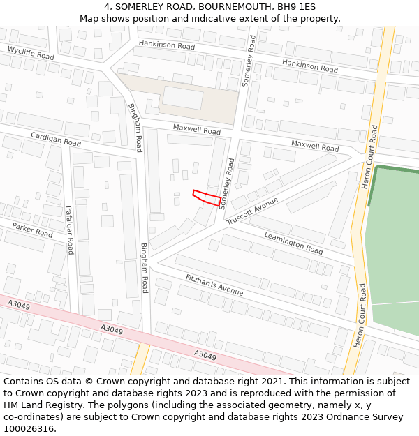 4, SOMERLEY ROAD, BOURNEMOUTH, BH9 1ES: Location map and indicative extent of plot