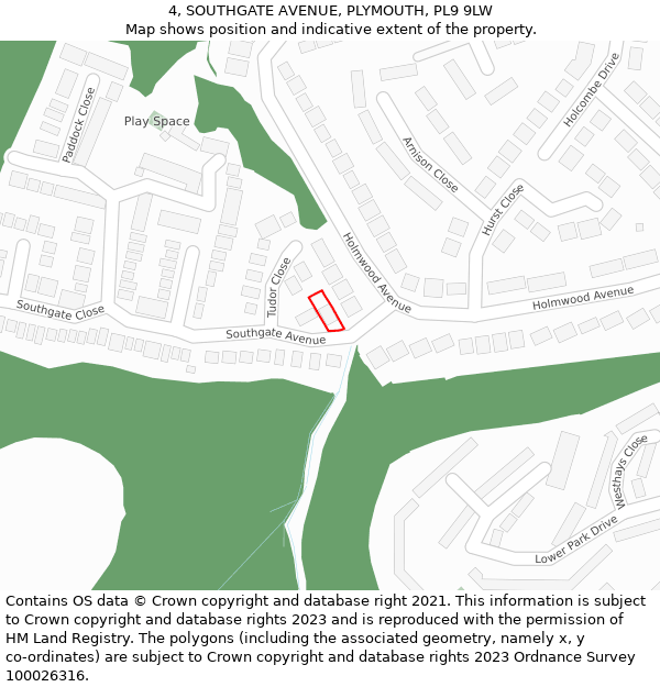 4, SOUTHGATE AVENUE, PLYMOUTH, PL9 9LW: Location map and indicative extent of plot