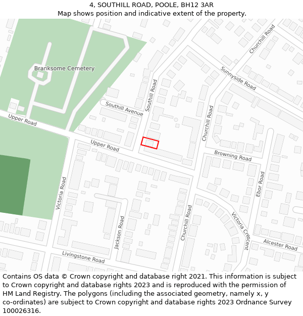 4, SOUTHILL ROAD, POOLE, BH12 3AR: Location map and indicative extent of plot