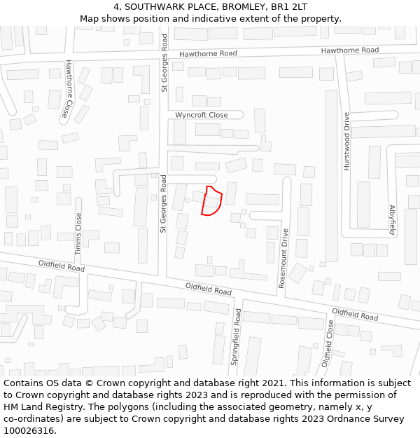 4, SOUTHWARK PLACE, BROMLEY, BR1 2LT: Location map and indicative extent of plot
