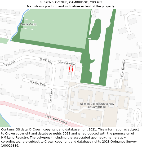 4, SPENS AVENUE, CAMBRIDGE, CB3 9LS: Location map and indicative extent of plot