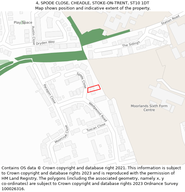 4, SPODE CLOSE, CHEADLE, STOKE-ON-TRENT, ST10 1DT: Location map and indicative extent of plot