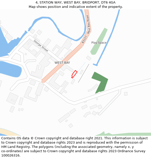 4, STATION WAY, WEST BAY, BRIDPORT, DT6 4GA: Location map and indicative extent of plot