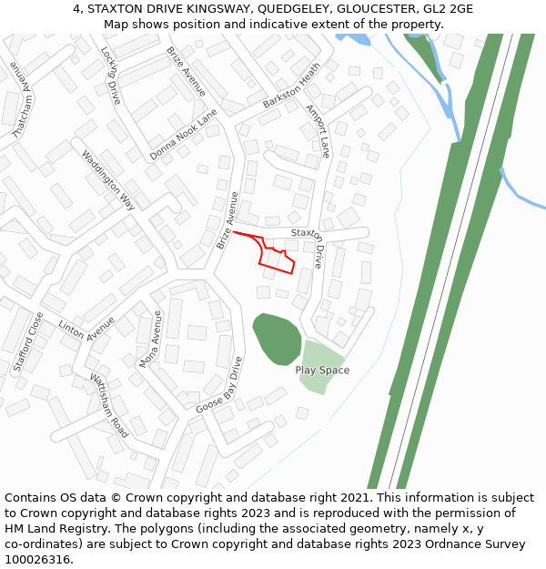 4, STAXTON DRIVE KINGSWAY, QUEDGELEY, GLOUCESTER, GL2 2GE: Location map and indicative extent of plot