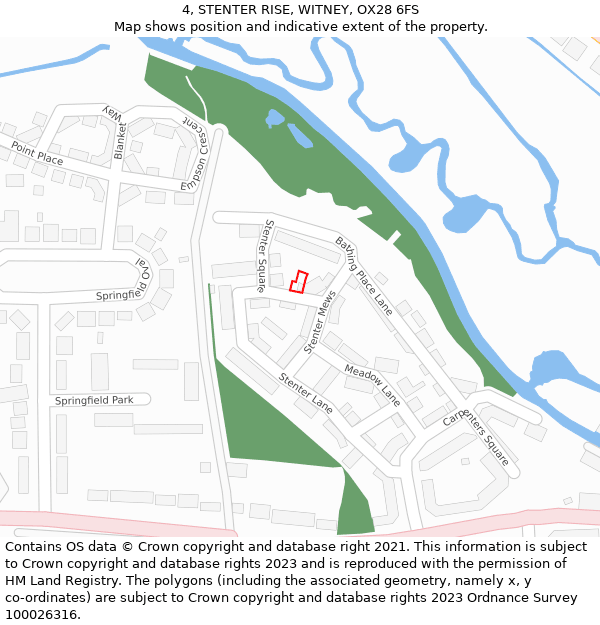 4, STENTER RISE, WITNEY, OX28 6FS: Location map and indicative extent of plot