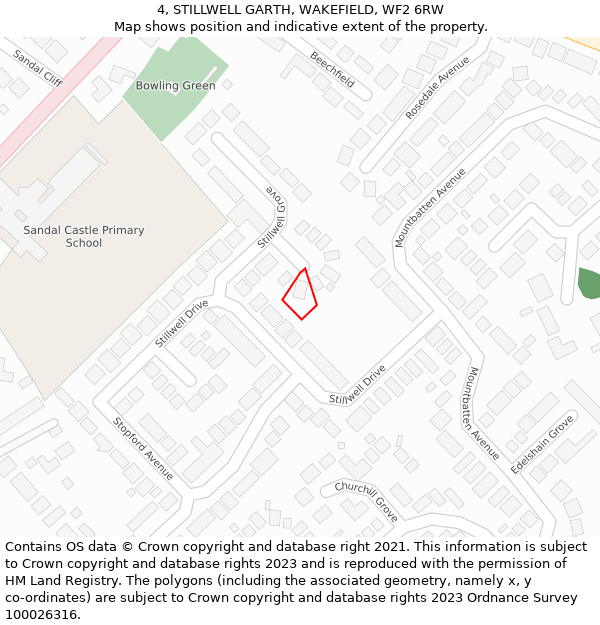 4, STILLWELL GARTH, WAKEFIELD, WF2 6RW: Location map and indicative extent of plot