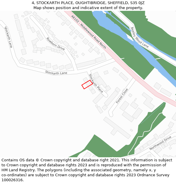4, STOCKARTH PLACE, OUGHTIBRIDGE, SHEFFIELD, S35 0JZ: Location map and indicative extent of plot