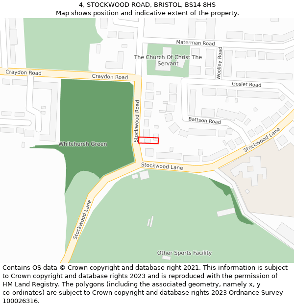 4, STOCKWOOD ROAD, BRISTOL, BS14 8HS: Location map and indicative extent of plot
