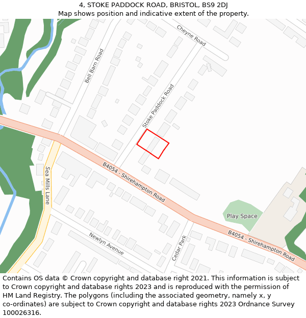 4, STOKE PADDOCK ROAD, BRISTOL, BS9 2DJ: Location map and indicative extent of plot