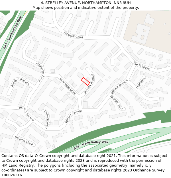 4, STRELLEY AVENUE, NORTHAMPTON, NN3 9UH: Location map and indicative extent of plot