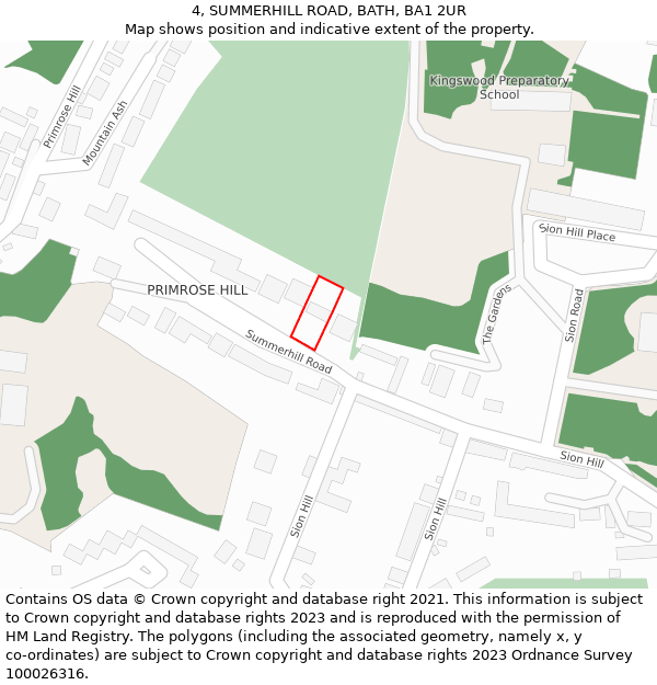 4, SUMMERHILL ROAD, BATH, BA1 2UR: Location map and indicative extent of plot