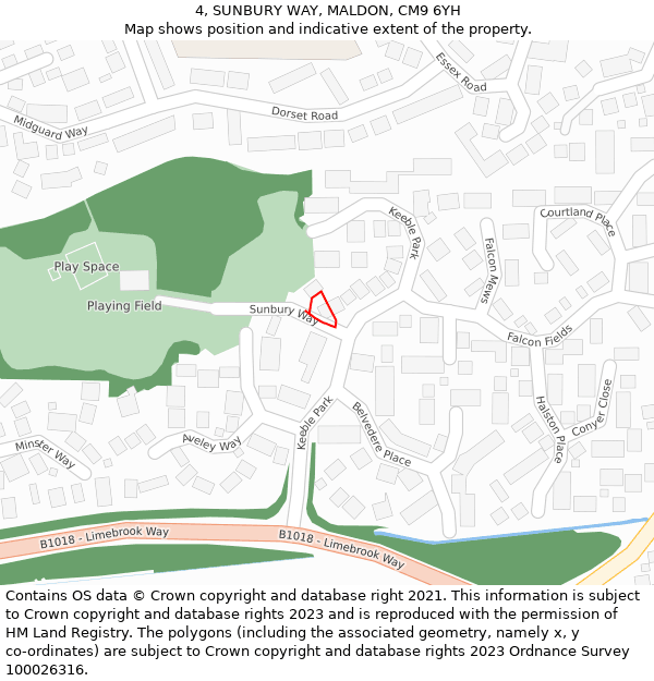 4, SUNBURY WAY, MALDON, CM9 6YH: Location map and indicative extent of plot