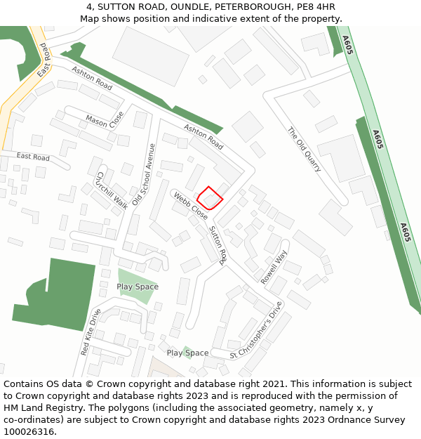 4, SUTTON ROAD, OUNDLE, PETERBOROUGH, PE8 4HR: Location map and indicative extent of plot