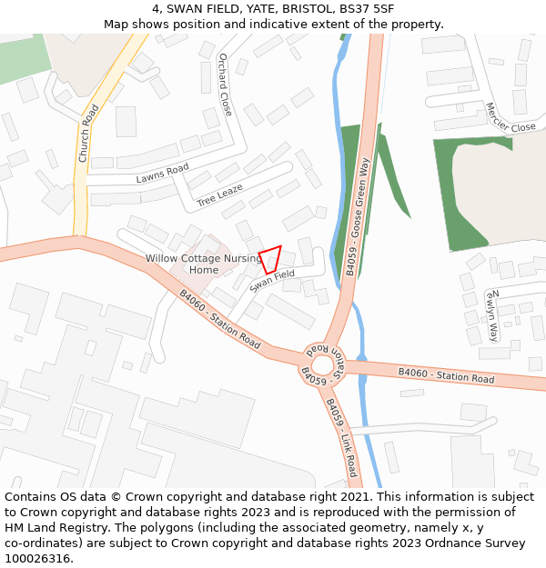 4, SWAN FIELD, YATE, BRISTOL, BS37 5SF: Location map and indicative extent of plot