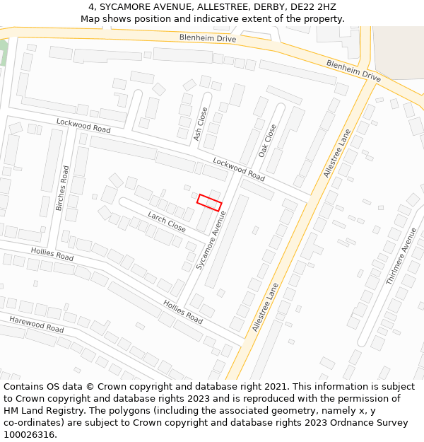 4, SYCAMORE AVENUE, ALLESTREE, DERBY, DE22 2HZ: Location map and indicative extent of plot