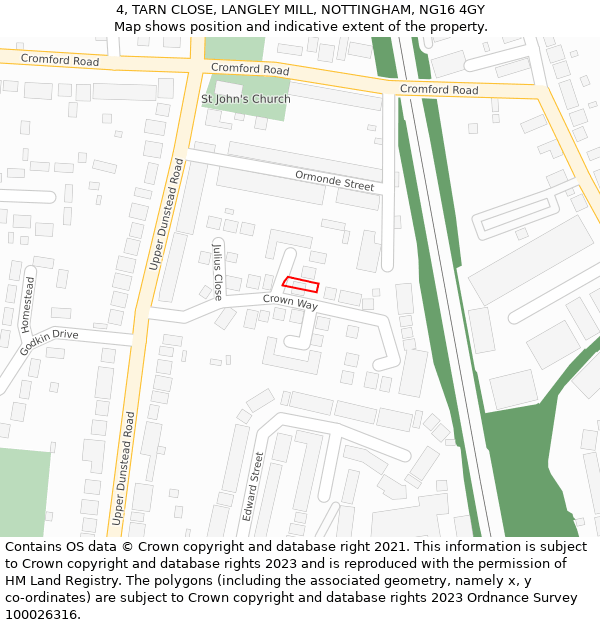 4, TARN CLOSE, LANGLEY MILL, NOTTINGHAM, NG16 4GY: Location map and indicative extent of plot