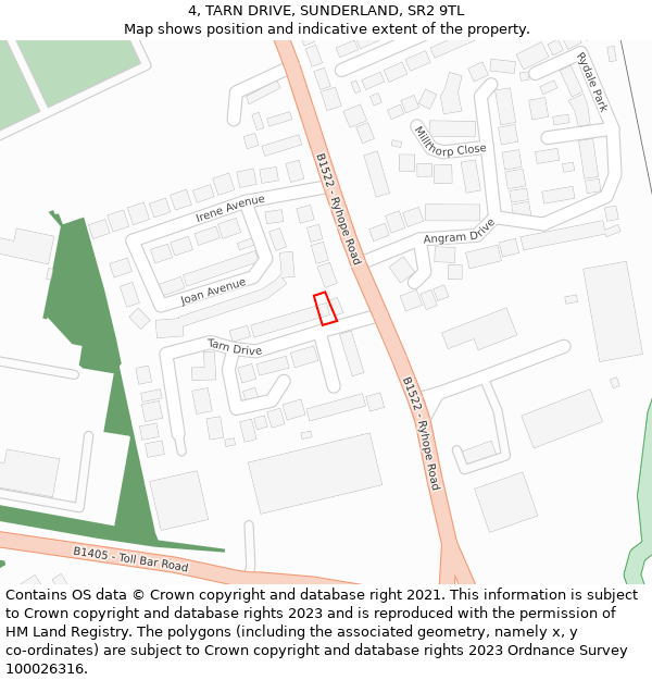 4, TARN DRIVE, SUNDERLAND, SR2 9TL: Location map and indicative extent of plot