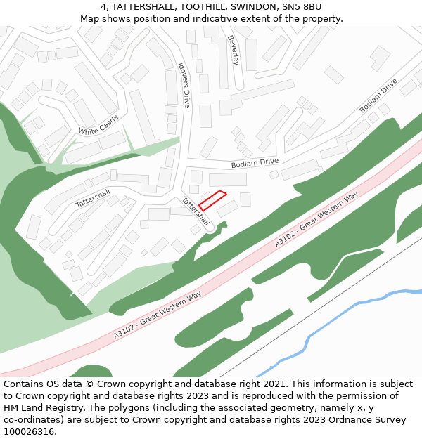 4, TATTERSHALL, TOOTHILL, SWINDON, SN5 8BU: Location map and indicative extent of plot