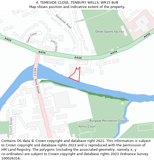 4, TEMESIDE CLOSE, TENBURY WELLS, WR15 8UB: Location map and indicative extent of plot