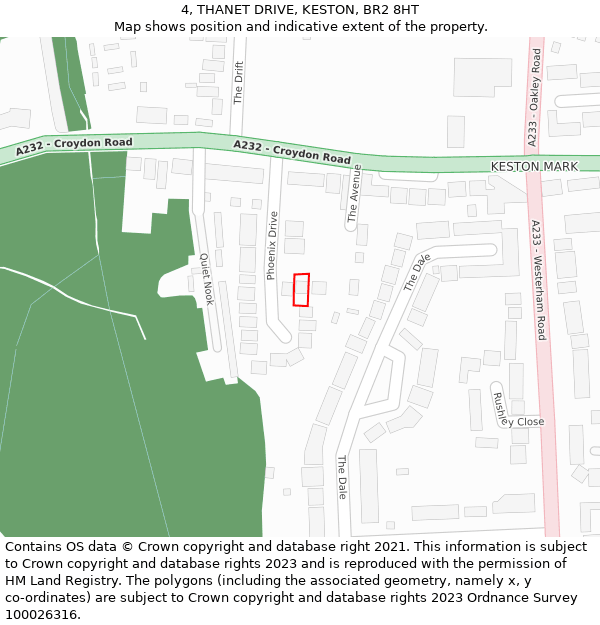 4, THANET DRIVE, KESTON, BR2 8HT: Location map and indicative extent of plot