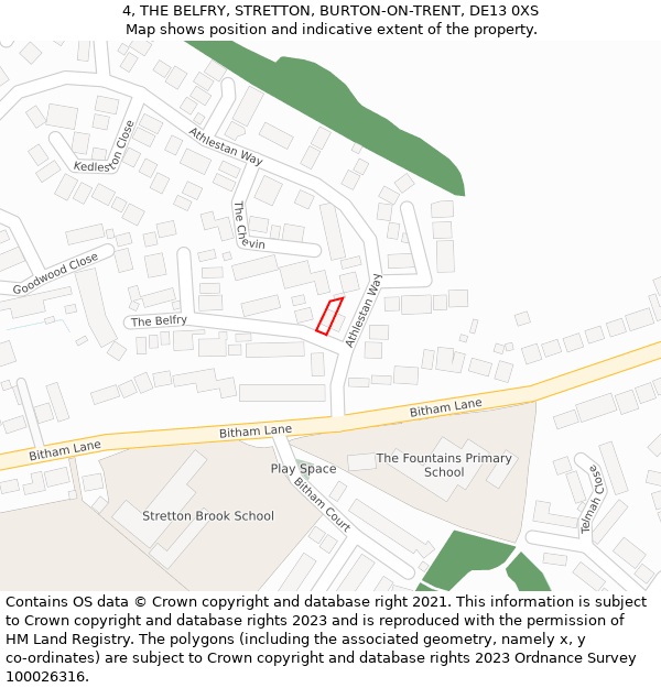 4, THE BELFRY, STRETTON, BURTON-ON-TRENT, DE13 0XS: Location map and indicative extent of plot